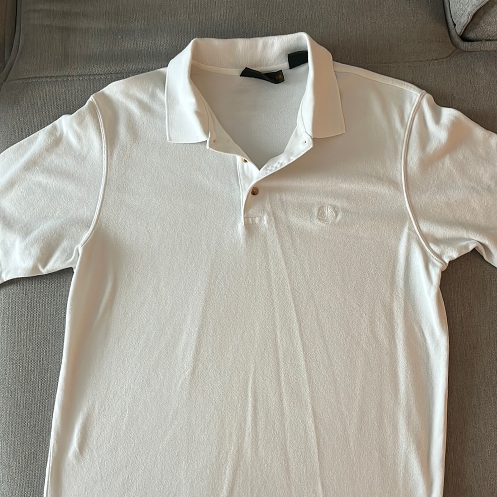 Mens white polo. Size medium. Brand: Timberland
